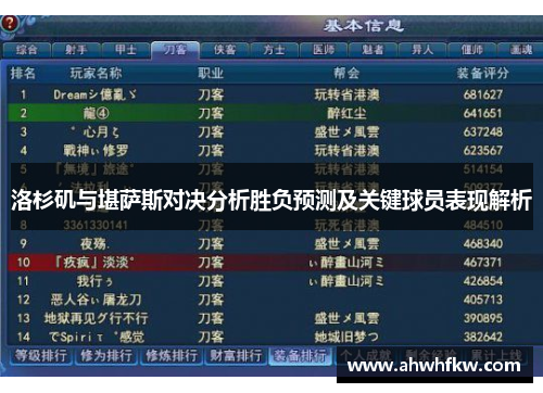 洛杉矶与堪萨斯对决分析胜负预测及关键球员表现解析